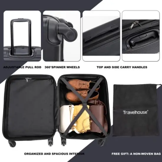 Whisen 20" Carry on Luggage Lightweight Suitcase with Spinner Wheels image {8}