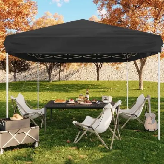 GustoWave Adjustable Height Outdoor 10x10Ft Pop Up Portable Canopy Tent with Carrying Bag for Parties, Camping image {5}