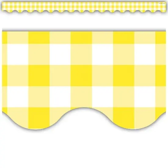 Teacher Created Resources&reg; Yellow Gingham Scalloped Border Trim, 35 Feet Per Pack, 6 Packs image {1}