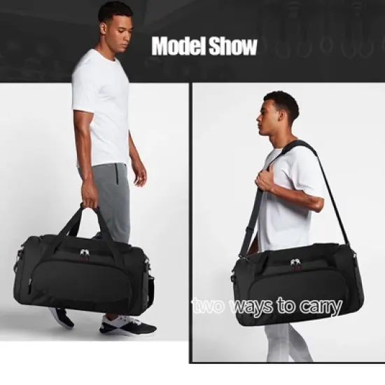 Gym Bag for Men - 55L Black Durable Large Duffle Bag for Travel, Workout, Fitness & Sport image {6}