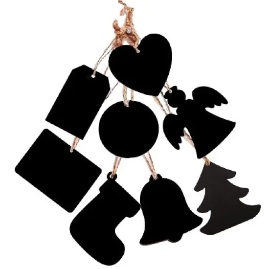 10pcs/Set Mini Hanging Wooden Message Board Home Holiday Decor Lanyard Chalkboard(Prismatic) image {2}