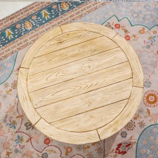 Moda Furnishings 27.9"W Outdoor Terrafab Faux Wood Round Coffee Table image {2}