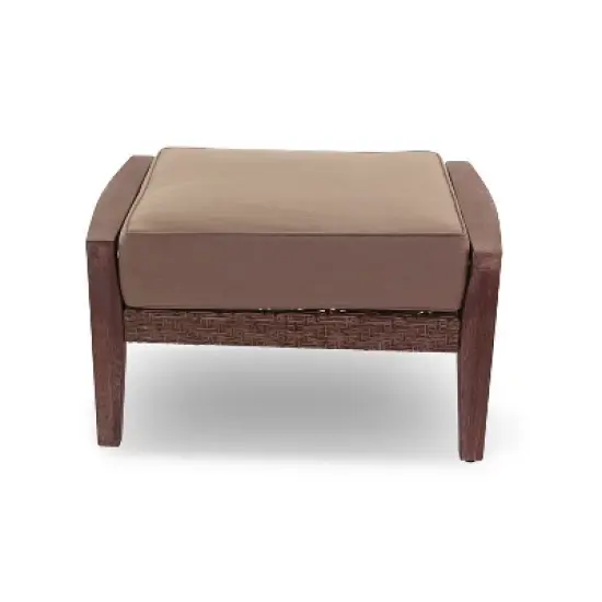 Courtyard Casual Bridgeport II ottoman Stained Eucalyptus Wood KD  Sunbrella Fabric image {6}
