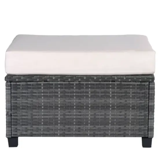 8pc Wicker Patio Conversation Set with Cushions - Beige - GODEER image {6}