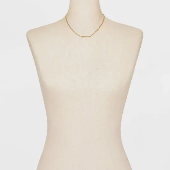 Curved Bar Short Necklace - A New Day&trade; Gold image {1}