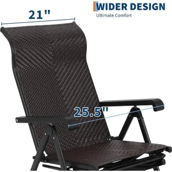 Folding Rattan Chaise Lounge Chair &ndash; Portable Outdoor Recliner with Adjustable Foot Rest & Backrest, Weather-Resistant Ideal for Patio Garden Beach image {4}