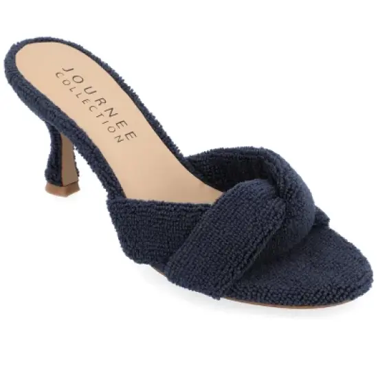 Journee Collection Womens Mannon Soft Terry Cloth Slip On Open Toe Pumps image {10}