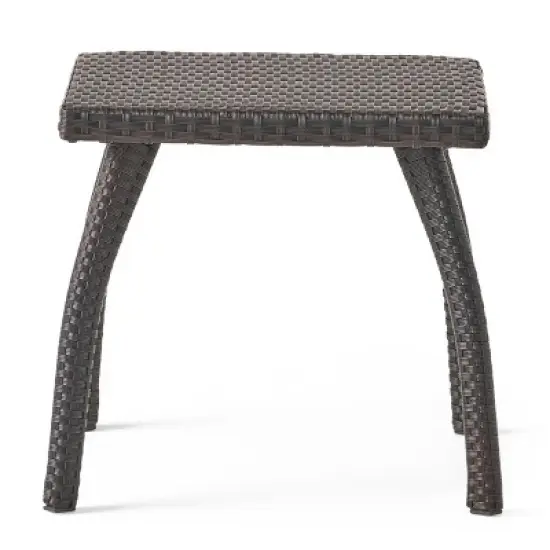 GDFStudio Hilary Outdoor Wicker Side Table with Curved Leg image {7}