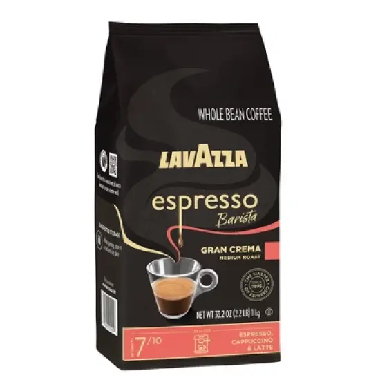 Lavazza Espresso Barista Gran Crema Whole Bean Coffee, Medium Roast, Arabica and Robusta Blend, 2.2 lb Bag image {5}