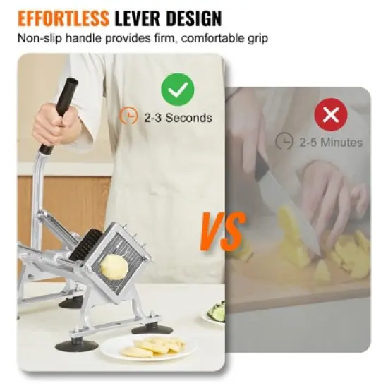 VEVOR Commercial Vegetable Slicer, 1/4 inch Fruit Slicer, Stainless Steel and Aluminum Alloy Vegetable Cutter Slicer Machine, Manual Slicer image {3}