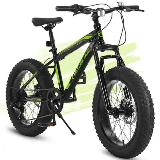 20 Inch Kids Mountain Bike with Front Suspension, Disc Brakes, 7-Speed Gears and Wide Tires for Snow, Trails and Off-Road Riding image {10}