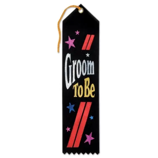 Beistle Groom To Be Award Ribbon, 2" x 8", (6/Pkg) Multicolored image {1}