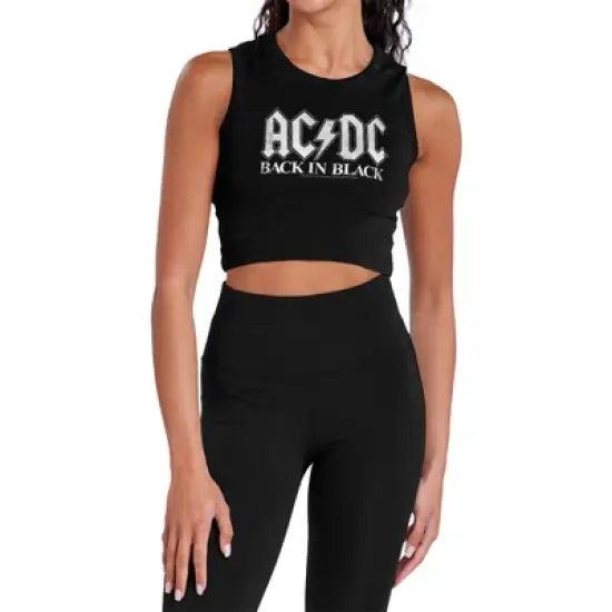 Women's Back In Black Sleeveless Crop Top Tank image {5}