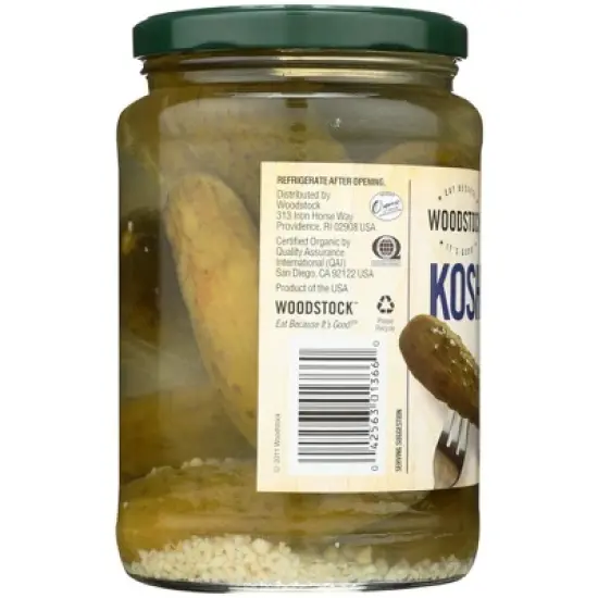 Woodstock Foods Organic Whole Kosher Dill Pickles - Case of 6/24 oz image {3}