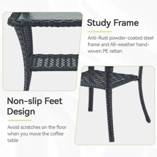 Gymojoy Patio Wicker Side Table with Storage Side Table image {4}