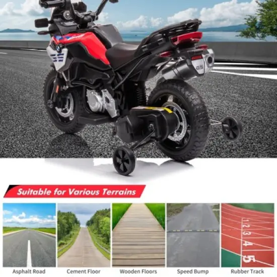 12V Kids Ride On Motorcycle, Licensed BMW,Police Motorbike w/ High/Low 2 Speed,Built-In Music,USB,Warning Lights,Spring Suspension,Training Wheels image {4}