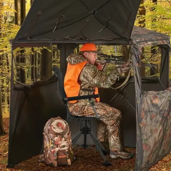 Costway 360 Degree Silent Swivel Hunting Chair w/ All-terrain Feet Pads Support 400 LBS image {2}