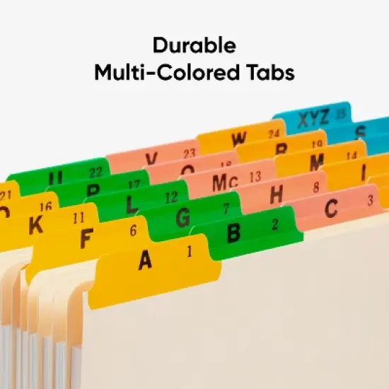 Smead Guides, Multi-Colored Fused Poly 1/5-Cut Tab (A-Z), Letter Size, Manila, 25 per Set (50180) image {4}