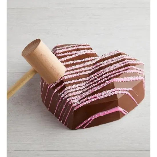 Belgian Breakable Chocolate Heart filled with Candy Surprise Goodies inside and Wooden Mallet Included image {1}