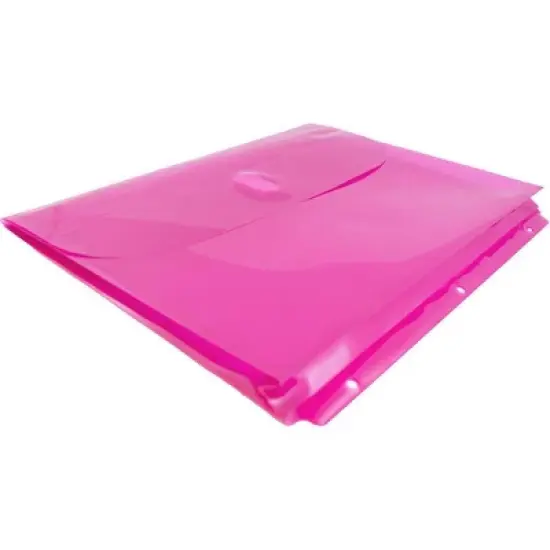 JAM Paper 9 3/4'' x 13'' 12pk Plastic 3 Hole Punch Binder Envelopes, Hook & Loop Closure, 1" Expansion image {2}