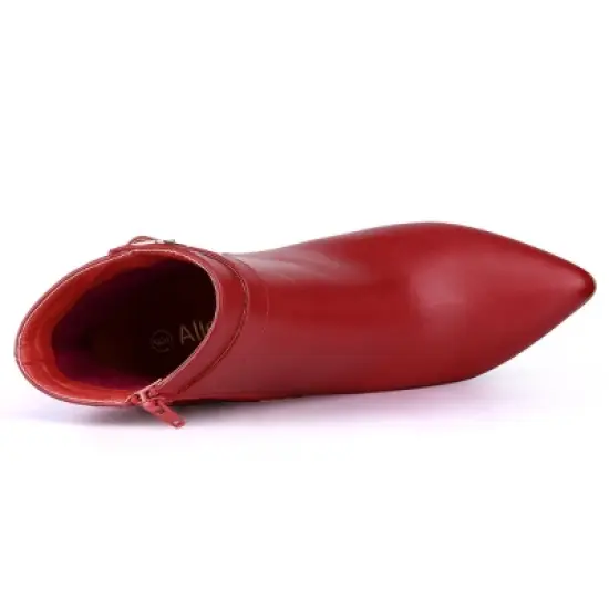 Allegra K Women's Pointed Toe Buckle Decor Heel Ankle Booties image {3}