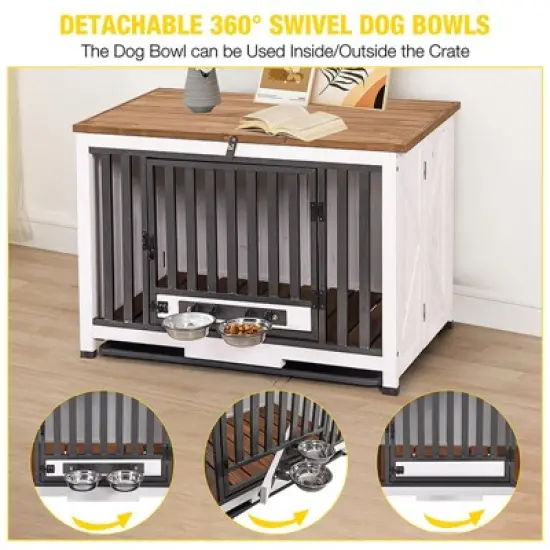 Aivituvin Wooden Dog Crate with Folding Design | Strong Iron Door-AIR100/100-B image {2}
