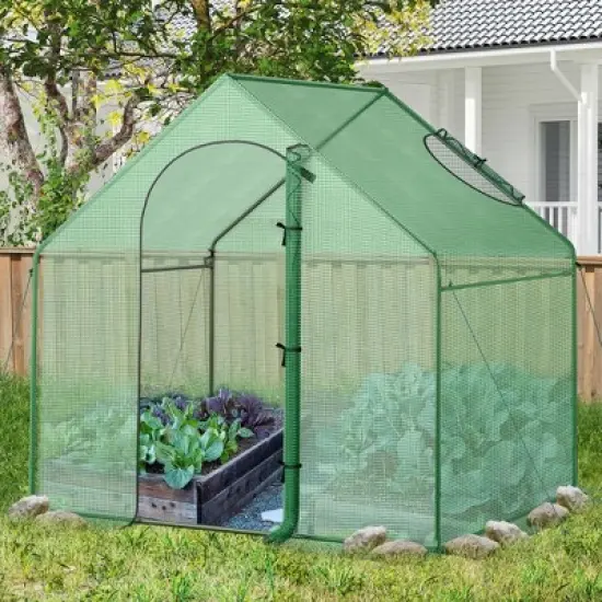 Costway 6 x 3 x 5.5FT Mini Walk-in Greenhouse with PE Cover Rustproof PE-Coated Metal Frame image {3}
