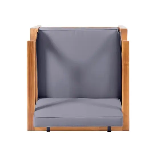 FIONECA Acacia Wood Club Chairs, 500lbs Capacity Outdoor Armchairs with Thick Cushions, Teak Finish Patio Furniture for Garden/Porch image {9}