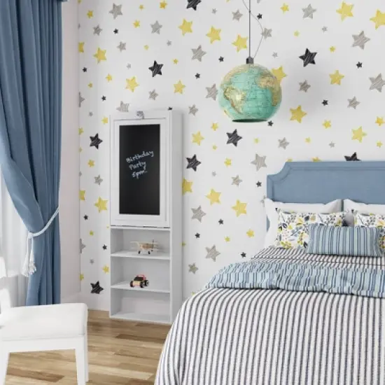 Wall Mount Folding Desk Cabinet with Blackboard White - Danya B. image {5}