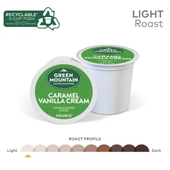Green Mountain Caramel Vanilla Cream Flavored Keurig K-Cup Light Roast Coffee Pods image {2}