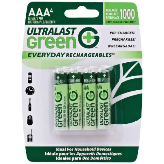 Ultralast&reg; Green Everyday Rechargeables AAA NiMH Batteries, 4 pk in Multicolored image {1}