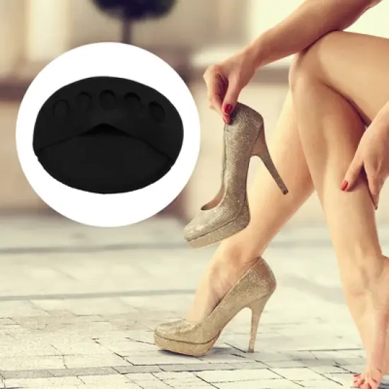 Unique Bargains Soft Fabric Breathable Five Toes Forefoot Pads for Women 5 Colors Black White Pink Gray Beige image {5}