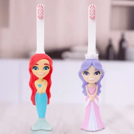 Toothbrush Toys Aqua the Mermaid & Princess Pearly Whites Multipack, Extra Soft Bristles with Easy Grip for Small Hands, Makes Brushing an Adventure image {2}
