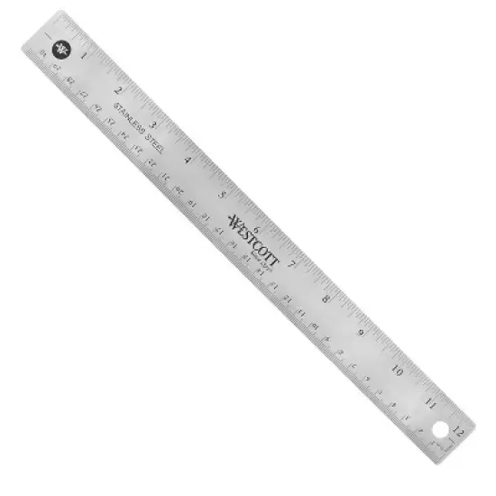 Westcott&reg; 12" Stainless Steel Office Ruler With Non Slip Cork Base image {1}
