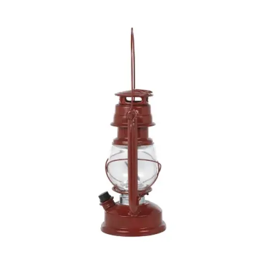 Indoor/Outdoor Metal/Glass Hurricane Lantern with Dimmable LED Lights Red - Alpine Corporation: Battery-Powered, All-Weather Design image {6}