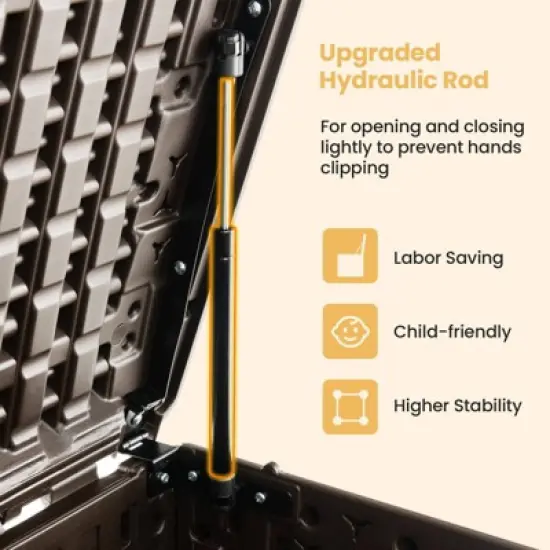 WELLFOR 130 gal Waterproof Outdoor Storage Deck Box Brown image {3}