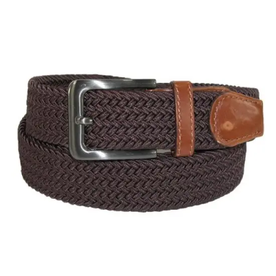 CTM Men's Big & Tall Elastic Braided Belt with Silver Buckle and Tan Tabs image {3}