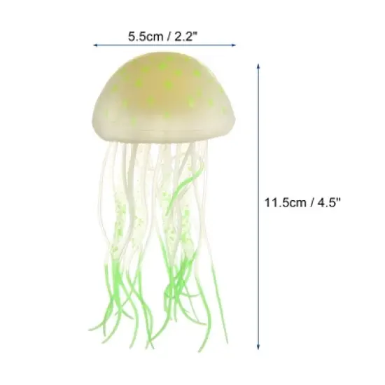 Unique Bargains Silicone Fluorescent Jellyfish Glow Aquarium Decor Ornaments with Suction Cup 2.2"x4.5" image {3}