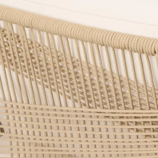 Outdoor Lounge Chair with Cushions,Acacia Wood and Rope Weave Club Chair for Patio or Balcony-Maison Boucle image {6}