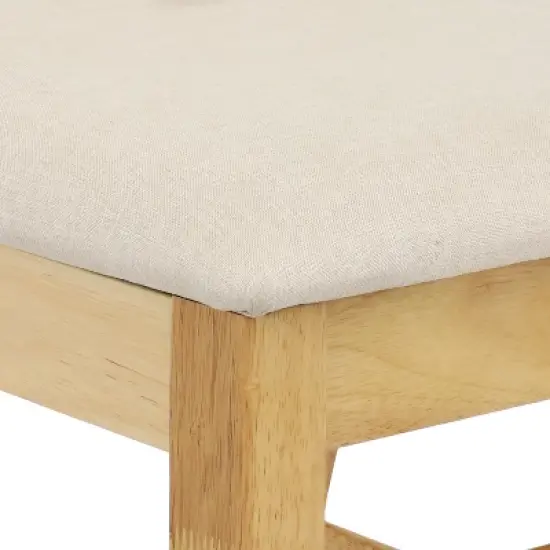 Sunnydaze Indoor 5-Piece Solid Rubberwood Dining Table and Chairs Set - Natural with Beige Cushions image {5}