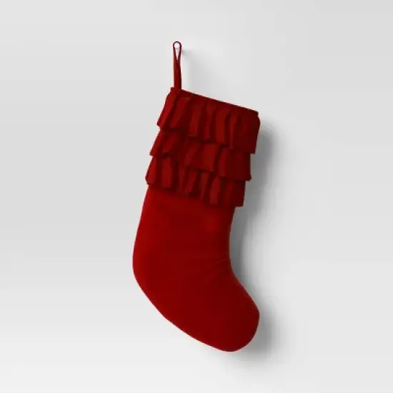20" Velvet Stocking with Ruffles - Wondershop&trade; image {3}
