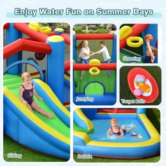Costway Inflatable Kids Water Slide Outdoor Indoor Slide Bounce Castle with 550W Blower image {4}