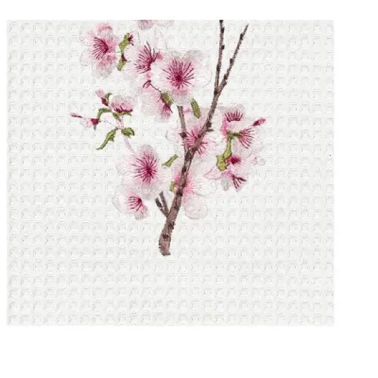 C&F Home Cherry Blossom Pink Floral Waffle Weave Dishtowel image {2}