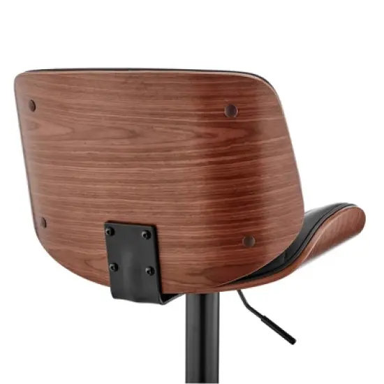 Brock Adjustable Counter Height Barstool with Faux Leather Seat Walnut Finish Back Steel Base - Armen Living image {6}