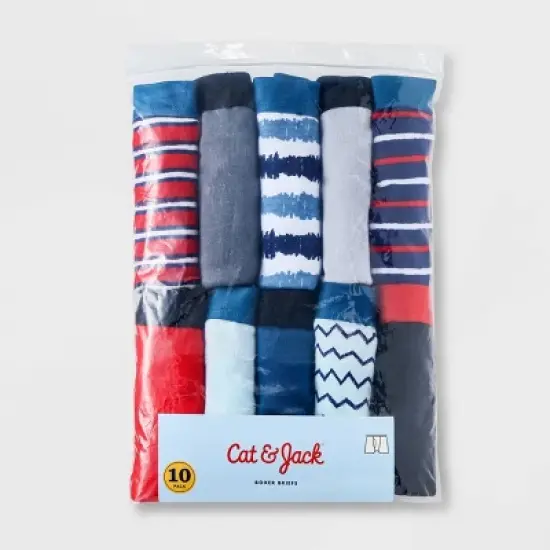 Boys' 10pk Striped Boxer Briefs - Cat & Jack&trade; Red/Blue image {1}