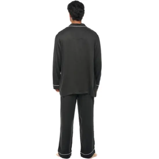 Lightweight Long Sleeve Pajamas Lounge Set, Button Up Shirt, Pants with Pockets, PJs for Men image {1}