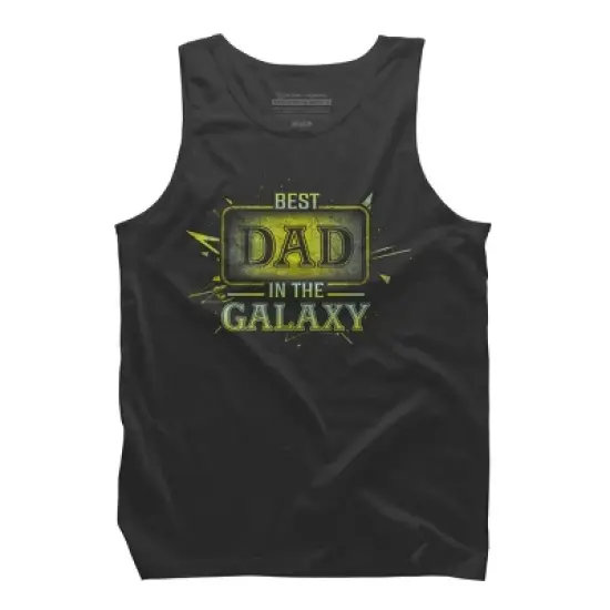 Men's Design By Humans Best Dad In Galaxy Badge By AmusingDesignCo Tank Top image {3}