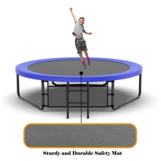 Whisen Outdoor Pumpkin Trampoline with Safety Enclosure Net, Foam Padded Poles, W-Shaped Legs, Balance Bars image {5}