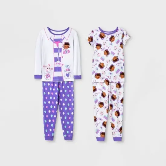 Toddler Girls' 4pc Doc McStuffins Snug Fit Pajama Set - White image {1}