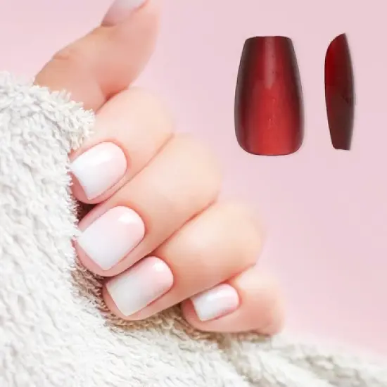 Unique Bargains Women's Full Coverage Fake Nails S Red 1 Pc image {3}